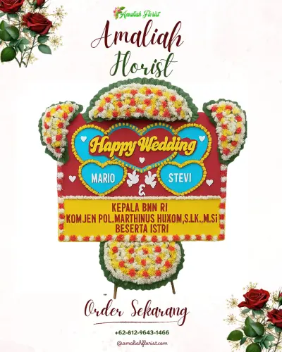 Karangan Papan Bunga Pernikahan di Sasa